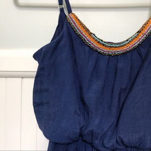 IZ Byer Blue Beaded A-Line Dress